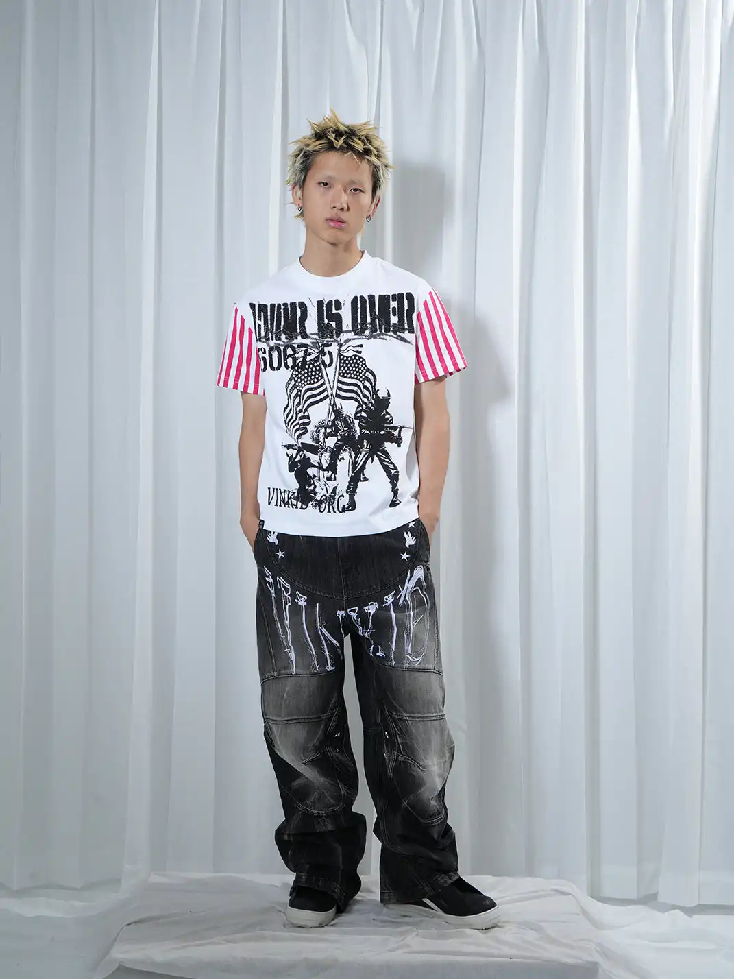 Vinkid | War Soldier Striped Short-Sleeved Shirt