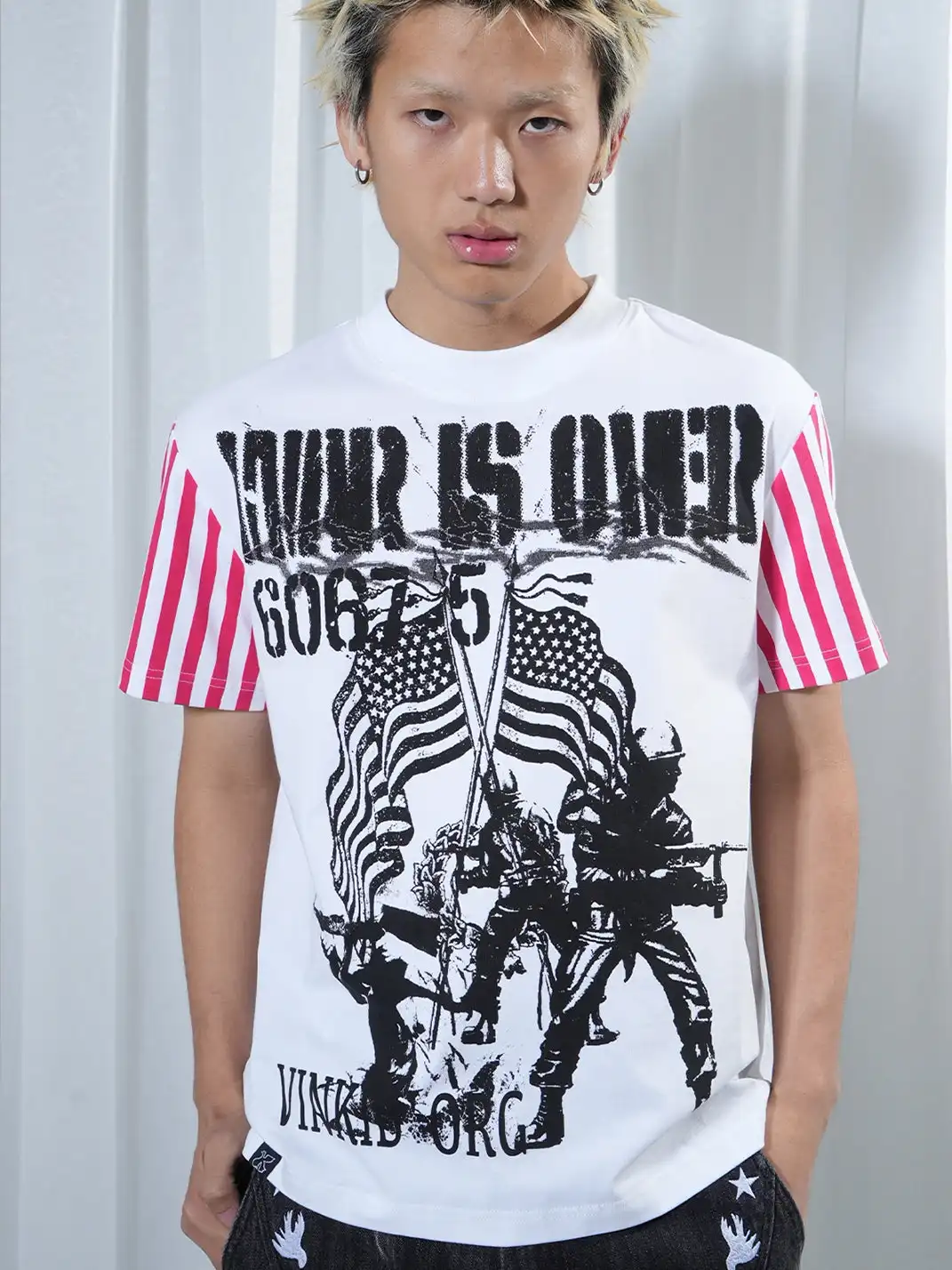 Vinkid | War Soldier Striped Short-Sleeved Shirt