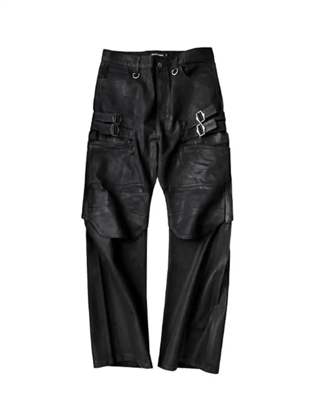 GOJOYJINNI | Double-Knee Lace-Up Curved Jeans