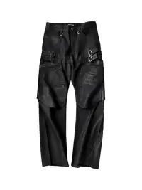 GOJOYJINNI | Double-Knee Lace-Up Curved Jeans