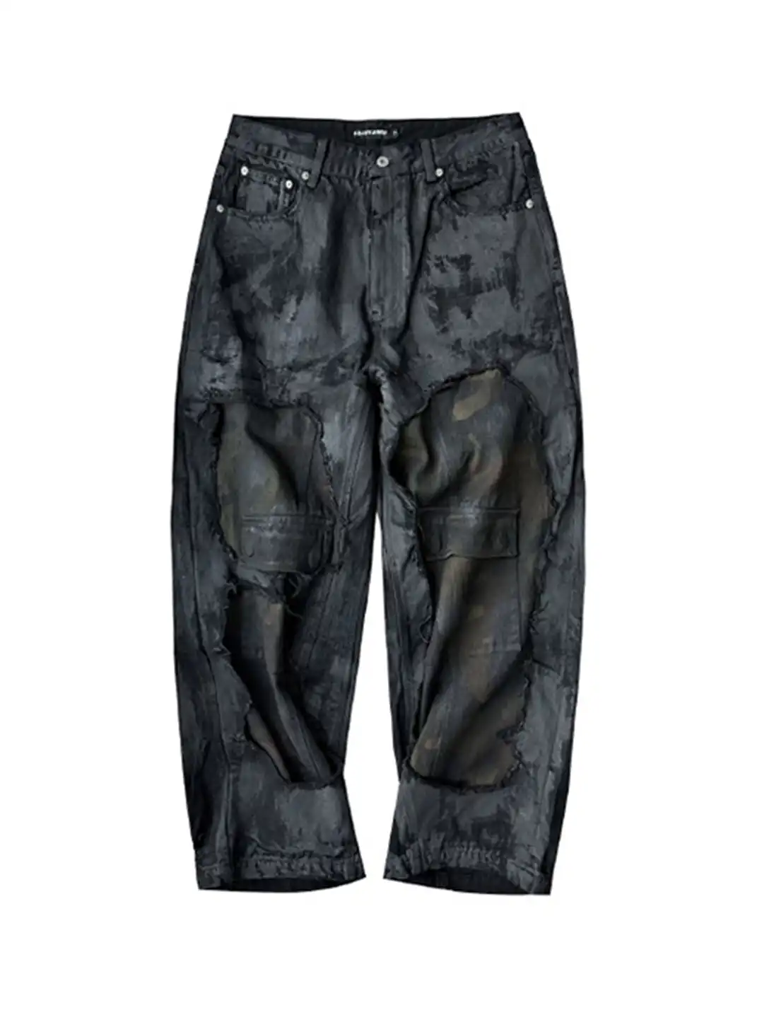 GOJOYJINNI | Camouflage Ripped Pocket Wide-Leg Jeans