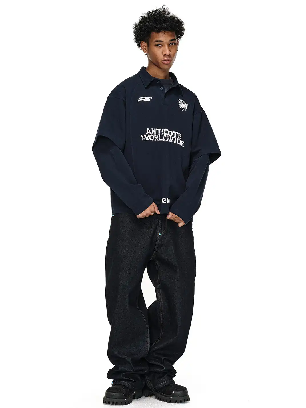 ANTIDOTE | Faux Two-Piece Badge Polo Shirt