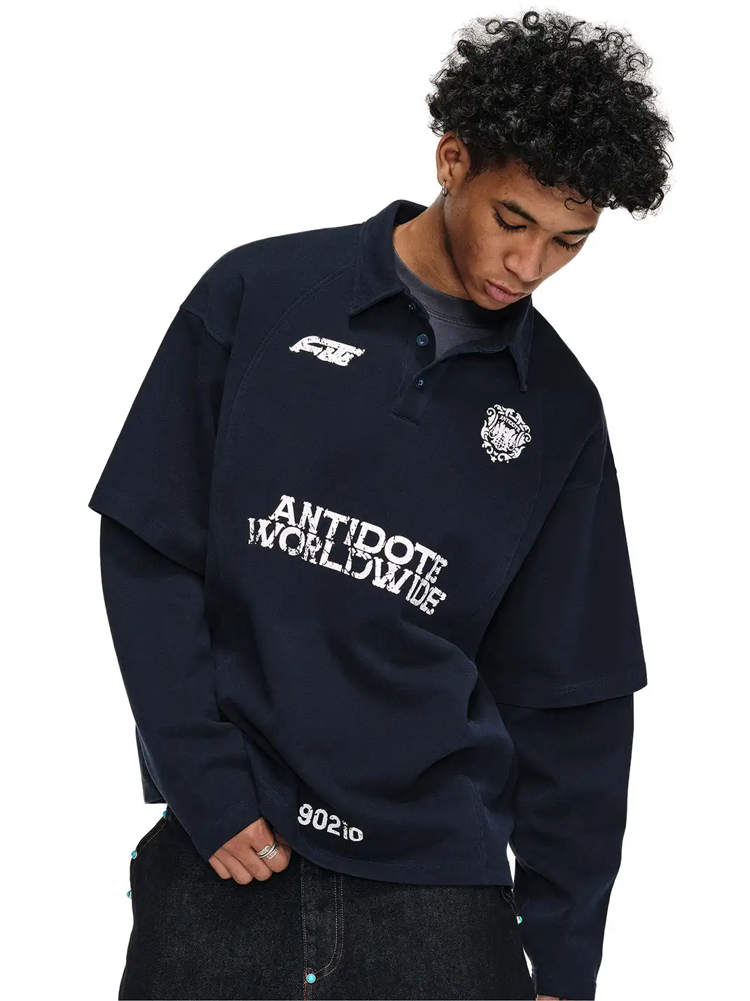ANTIDOTE | Faux Two-Piece Badge Polo Shirt