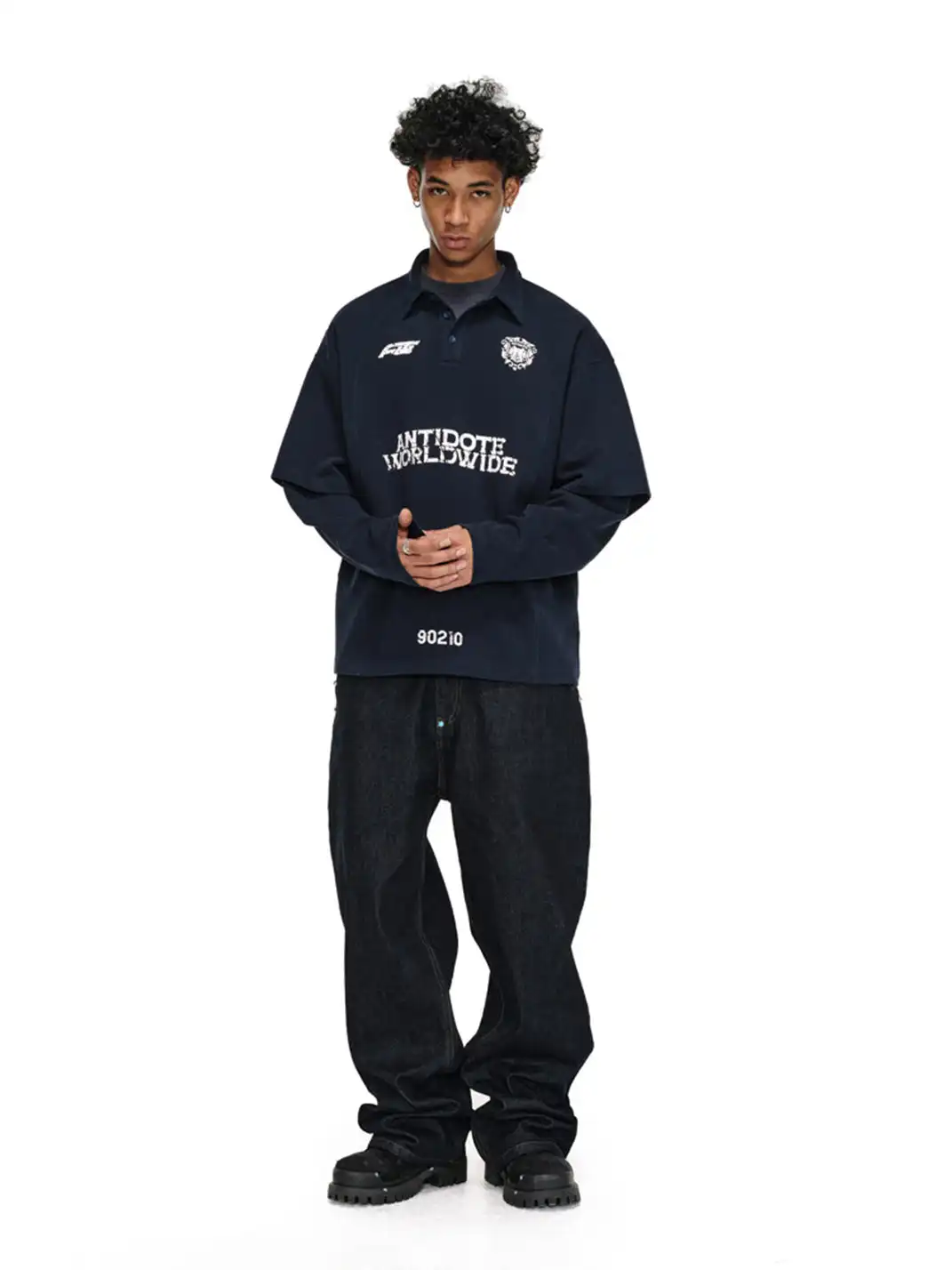 ANTIDOTE | Faux Two-Piece Badge Polo Shirt