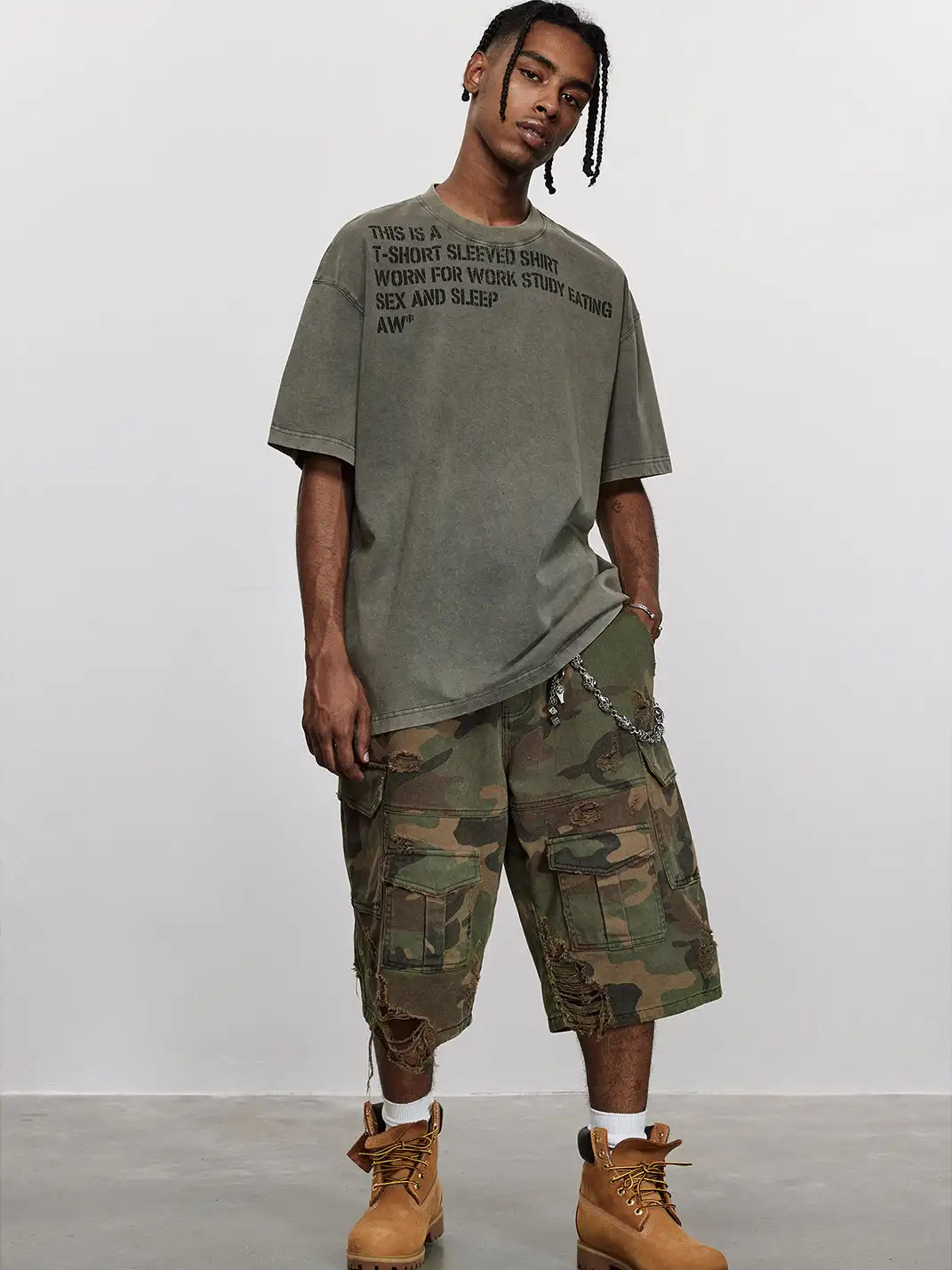 ANTIDOTE | Camouflage Ripped Cargo Pants