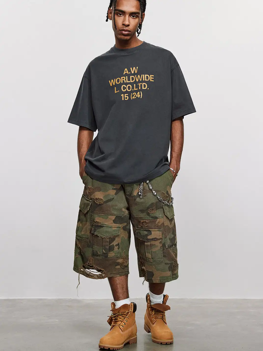 ANTIDOTE | Camouflage Ripped Cargo Pants