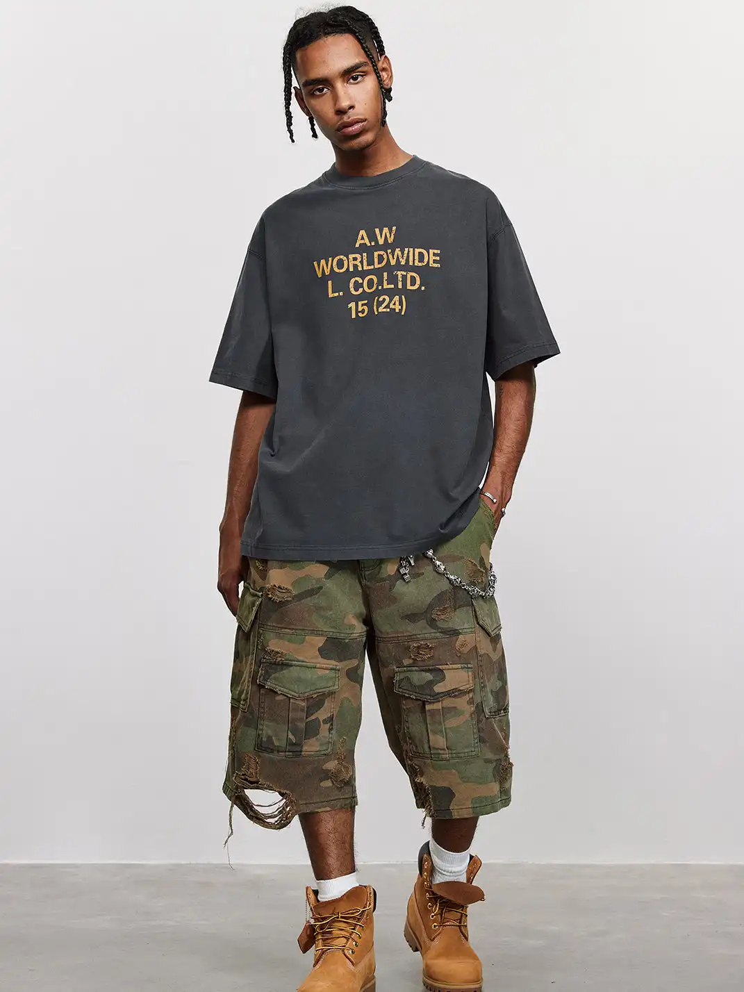 ANTIDOTE | Camouflage Ripped Cargo Pants