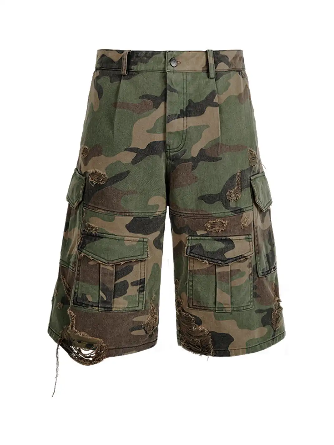 ANTIDOTE | Camouflage Ripped Cargo Pants