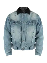 ANTIDOTE | Studded Denim Jacket With Leather Collar
