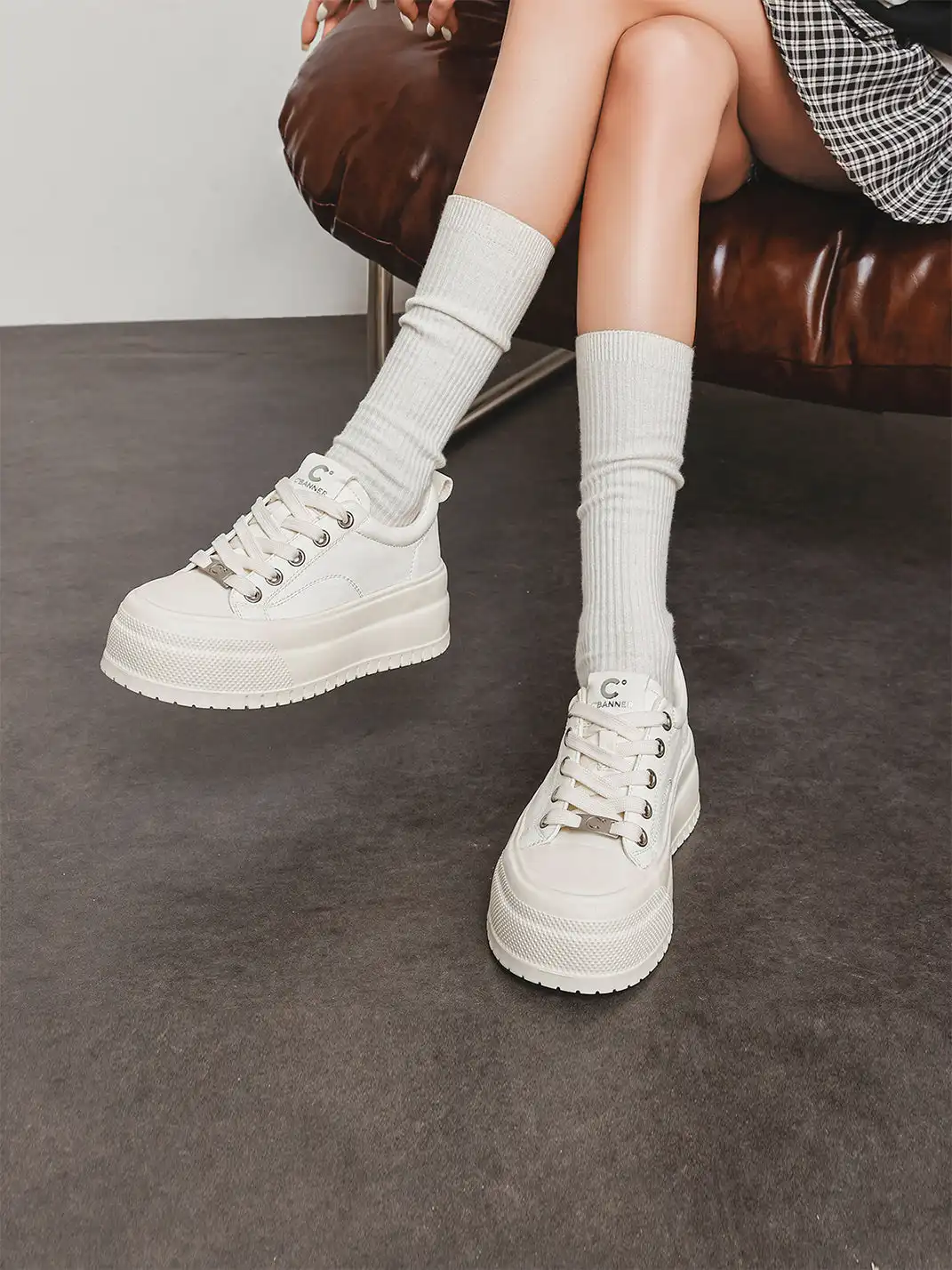 C.BANNER | Platform White Sneakers