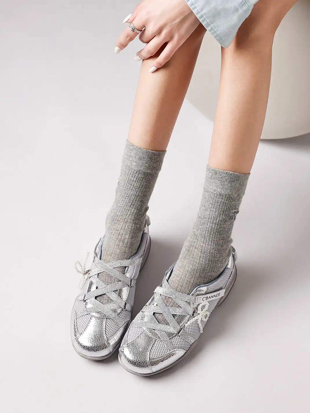 C.BANNER | Pearl Mesh Ballet Shoes