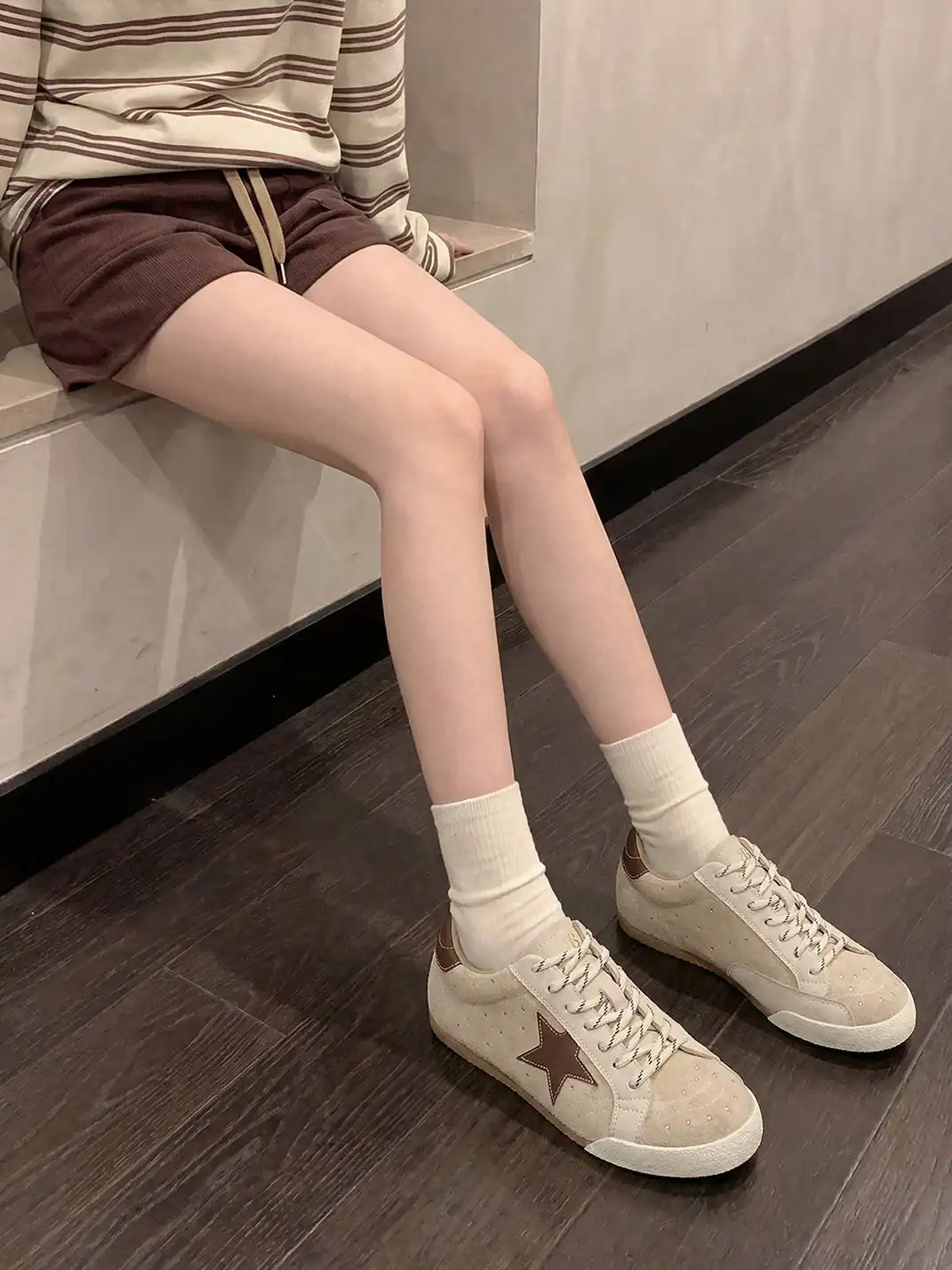 EBLAN | Retro Rhinestone Star Sneakers