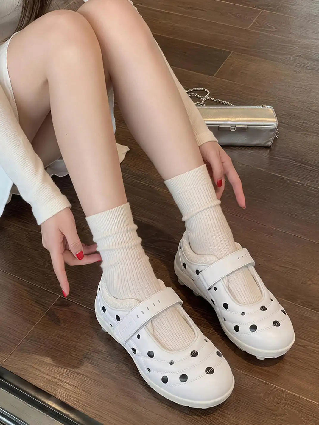 EBLAN | Polka Dot Light Sport Mary Janes