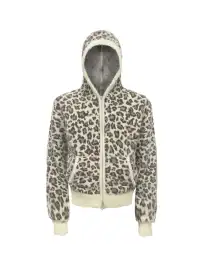 WANNA LAB | Leopard Print Jacquard Sweater Hoodie