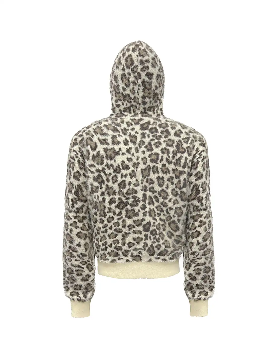 WANNA LAB | Leopard Print Jacquard Sweater Hoodie