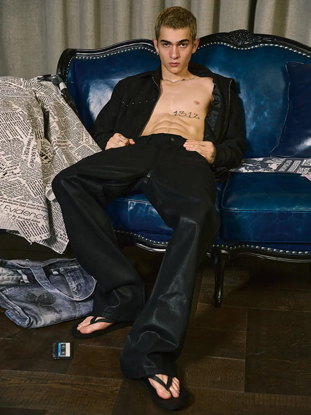 WANNA LAB | Waxed Flared Straight-Leg Coated Jeans