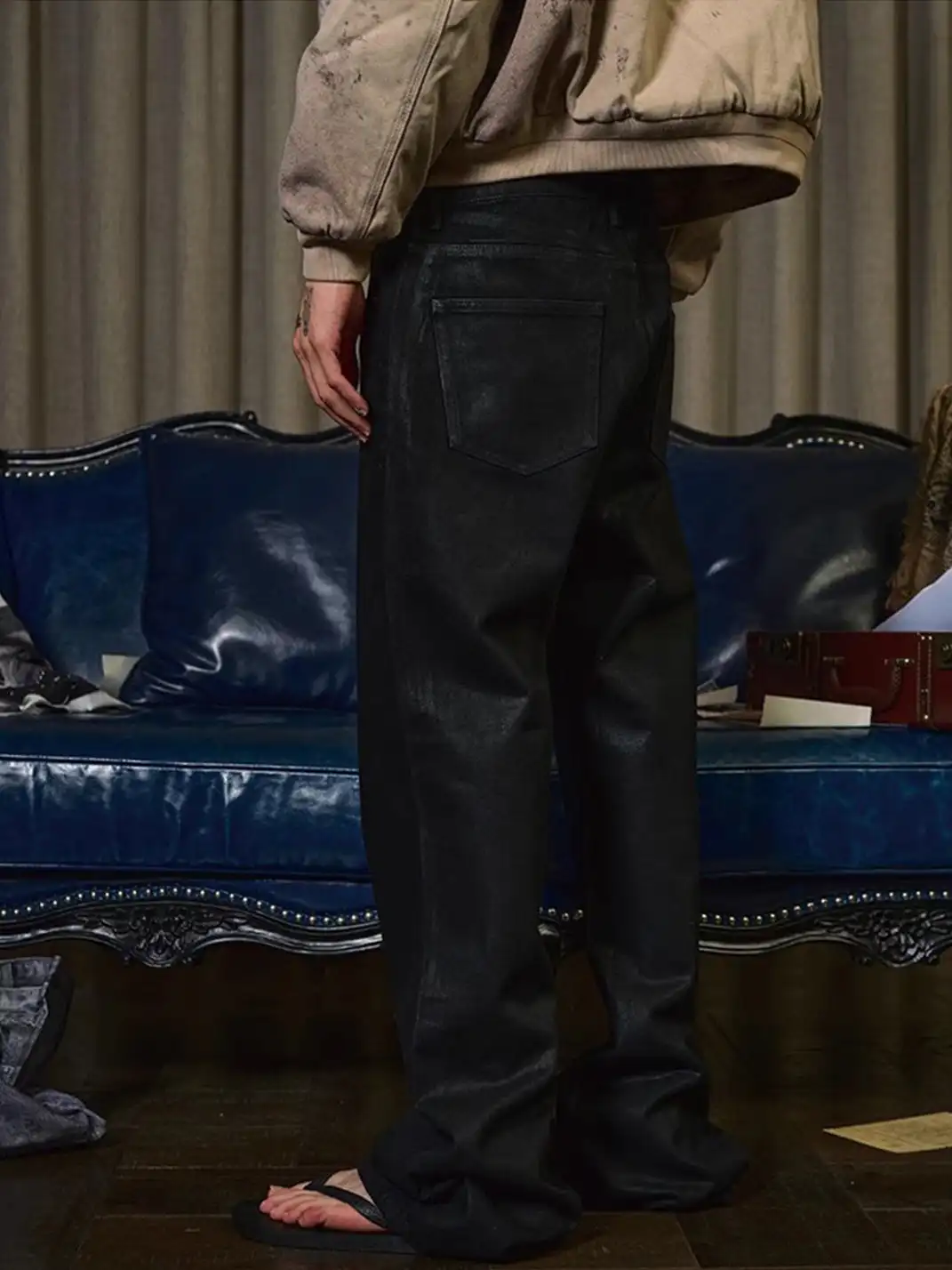WANNA LAB | Waxed Flared Straight-Leg Coated Jeans