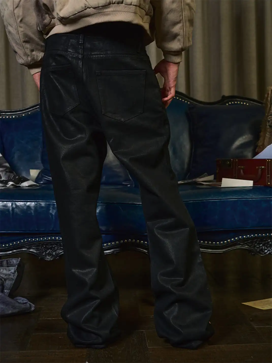 WANNA LAB | Waxed Flared Straight-Leg Coated Jeans