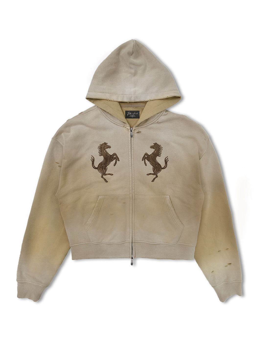 WANNA LAB | Double Prancing Horse Appliqué Embroidered Hoodie