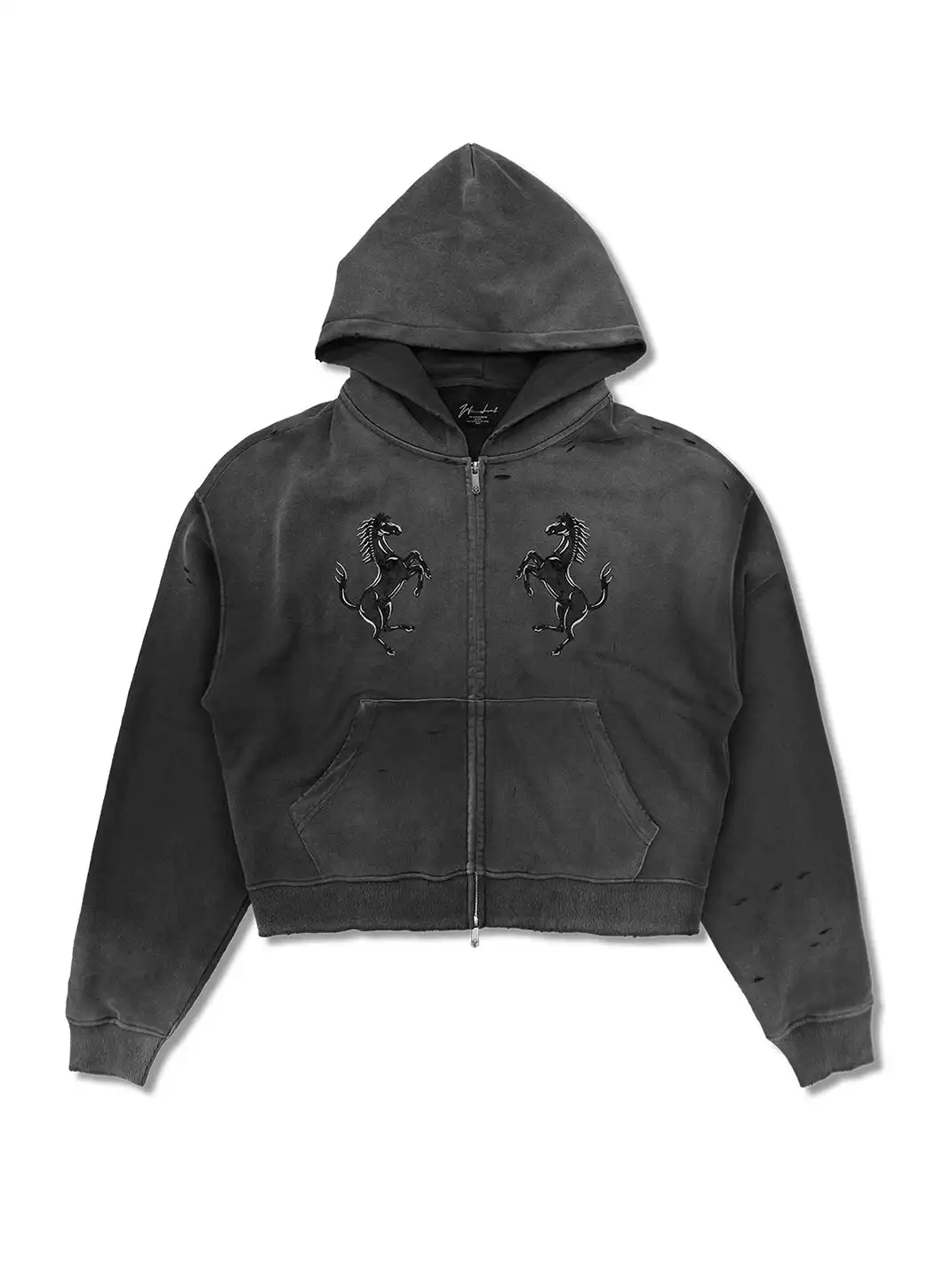 WANNA LAB | Double Prancing Horse Appliqué Embroidered Hoodie