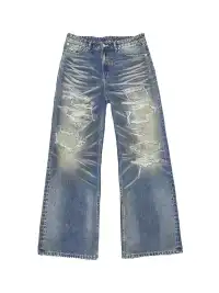 WANNA LAB | Distressed Jeans With Whiskers
