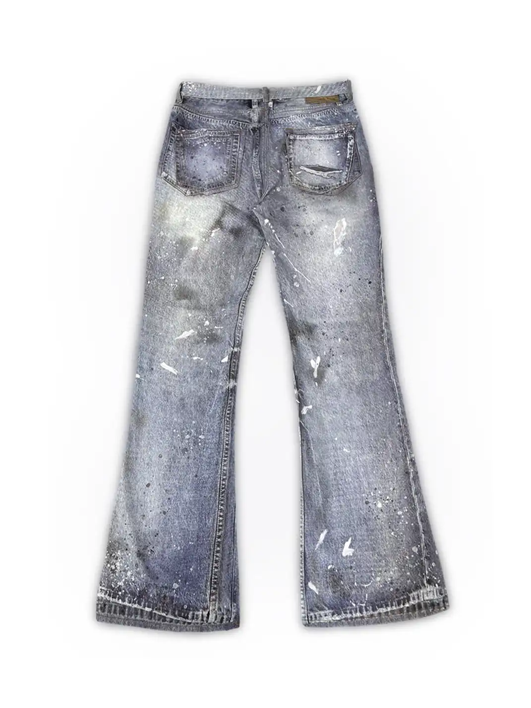 WANNA LAB | Ice Blue Stained Ripped Jeans