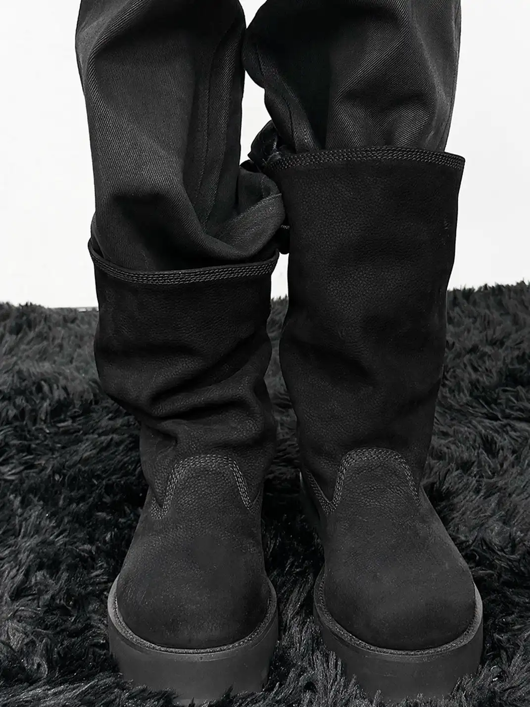 WANNA LAB | Tumbled Nubuck Mid-Calf Boots