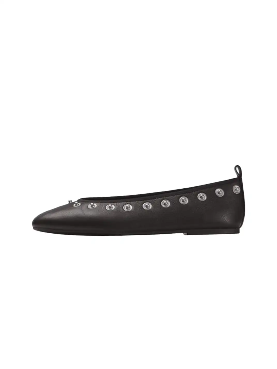 COOLCHAP | Square-Toe Flat Shoes with Studded Detailing & Fabric Flower Accents