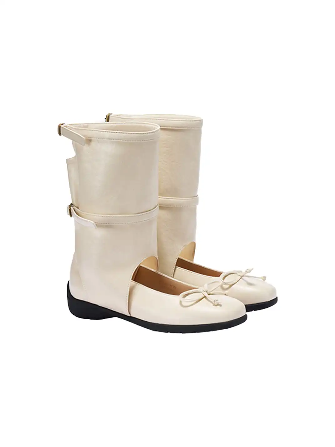 COOLCHAP | Perforated Genuine Leather Mid-Calf Lace-Up Boots