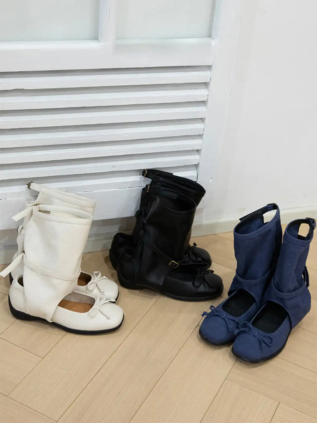 COOLCHAP | Perforated Genuine Leather Mid-Calf Lace-Up Boots