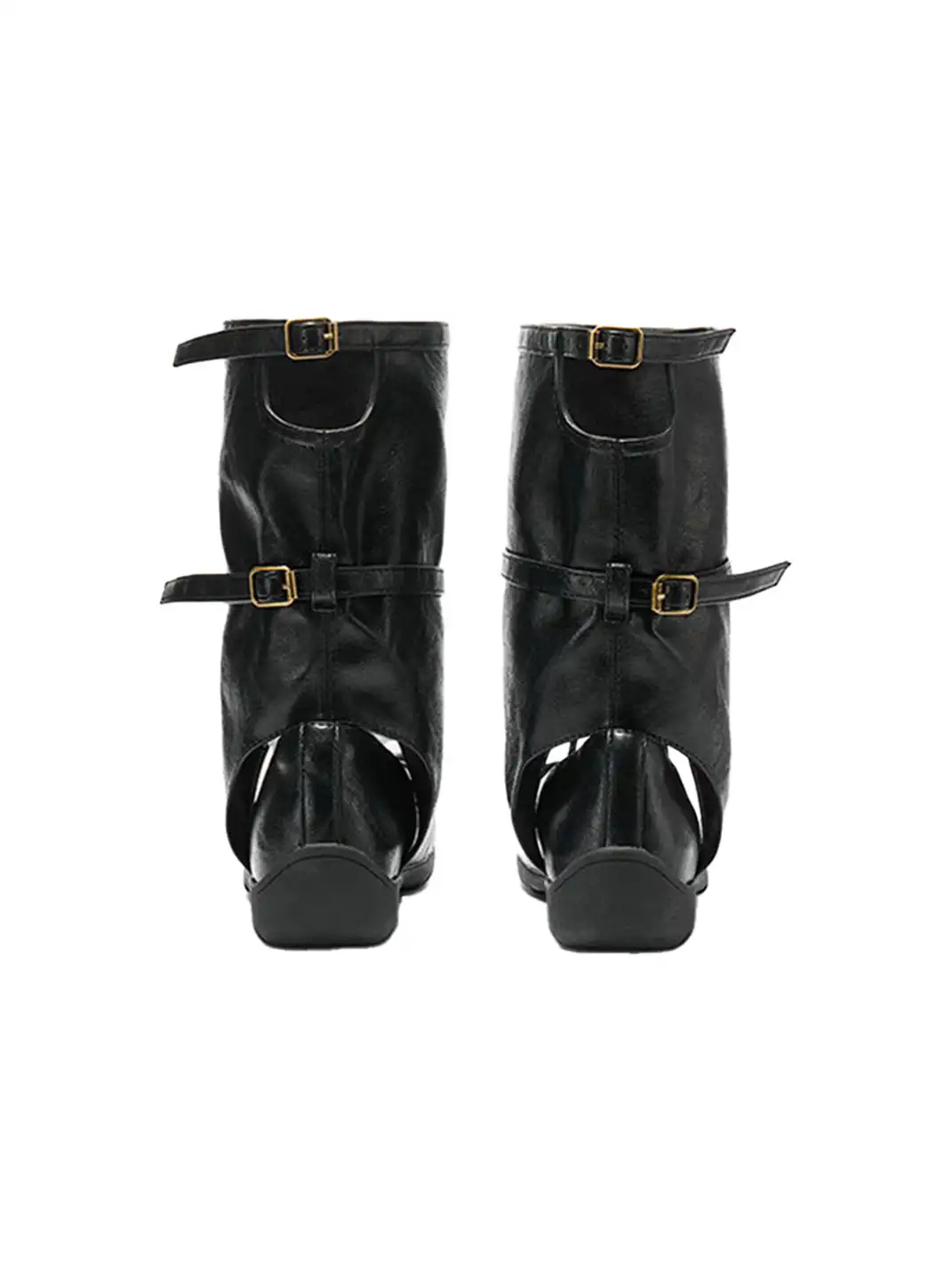 COOLCHAP | Perforated Genuine Leather Mid-Calf Lace-Up Boots