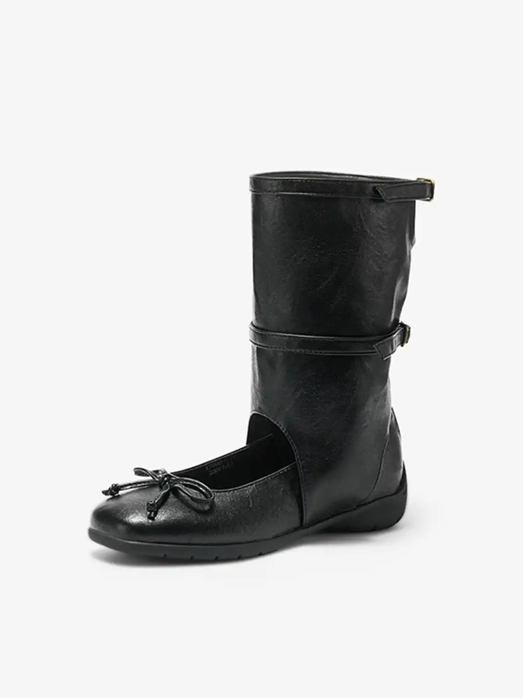 COOLCHAP | Perforated Genuine Leather Mid-Calf Lace-Up Boots