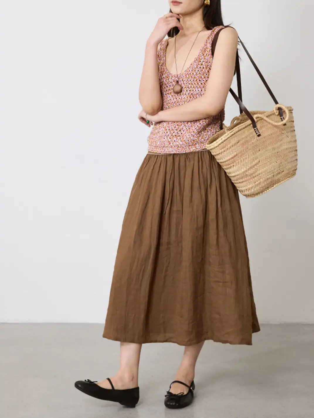 MILU | Shallow-cut flat Mary Jane shoes with bow