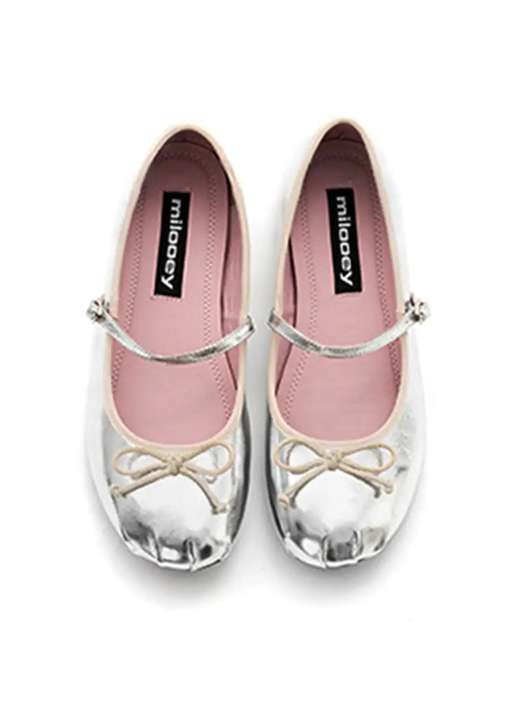 MILU | Shallow-cut flat Mary Jane shoes with bow