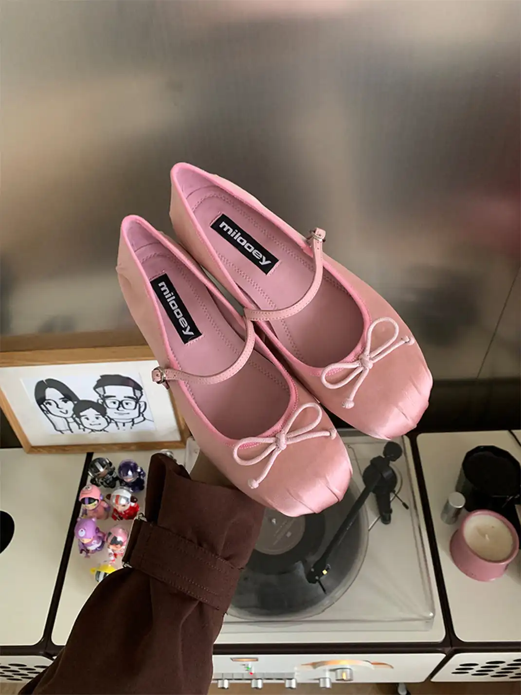 MILU | Shallow-cut flat Mary Jane shoes with bow