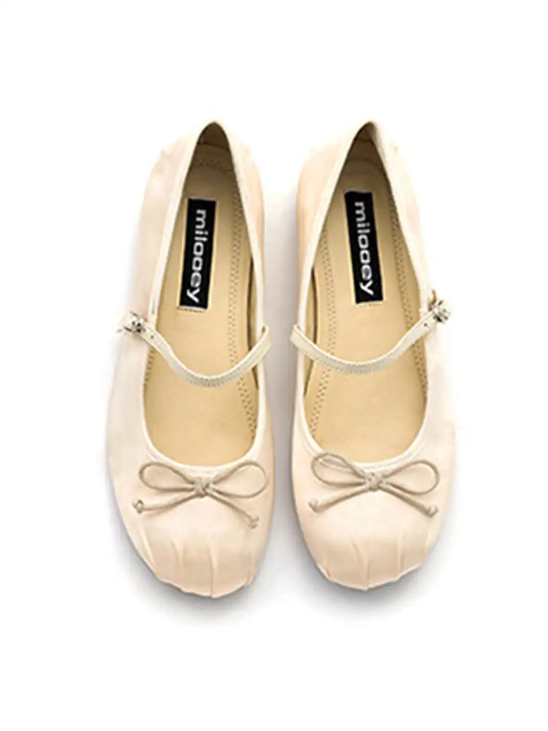 MILU | Shallow-cut flat Mary Jane shoes with bow