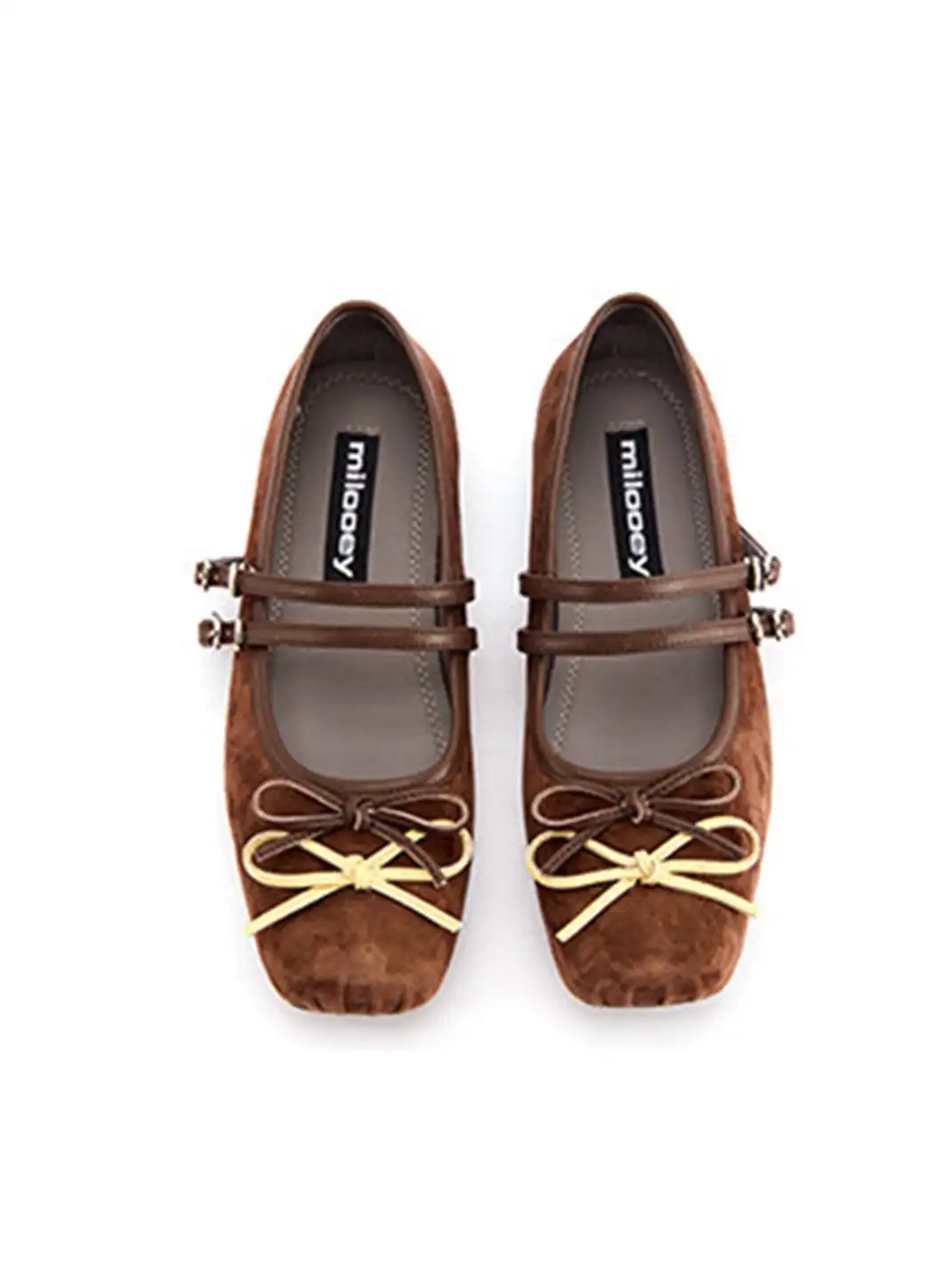 MILU | Square-Toe Ballet Flats with Adjustable Straps