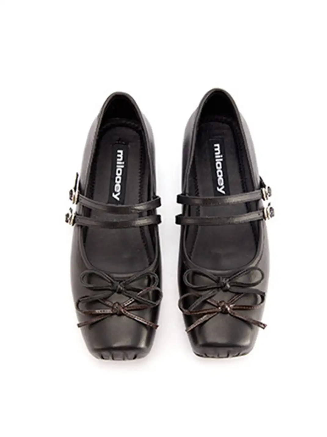 MILU | Square-Toe Ballet Flats with Adjustable Straps