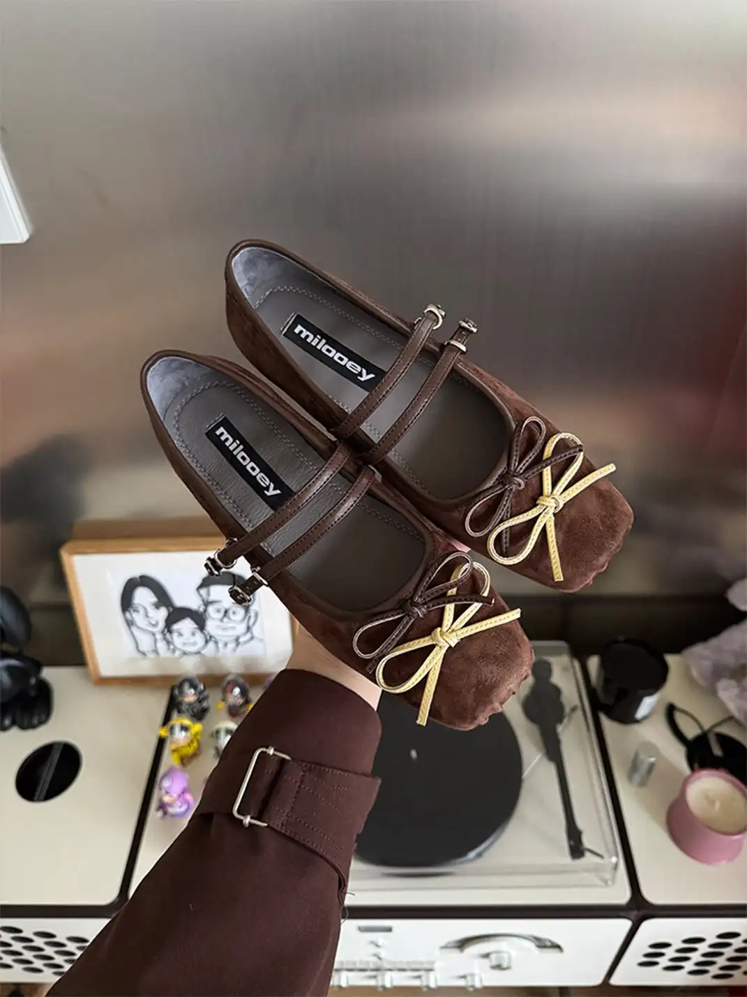 MILU | Square-Toe Ballet Flats with Adjustable Straps