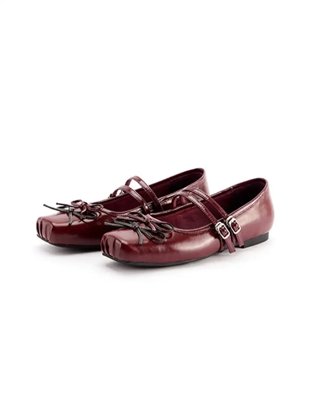 MILU | Square-Toe Ballet Flats with Adjustable Straps