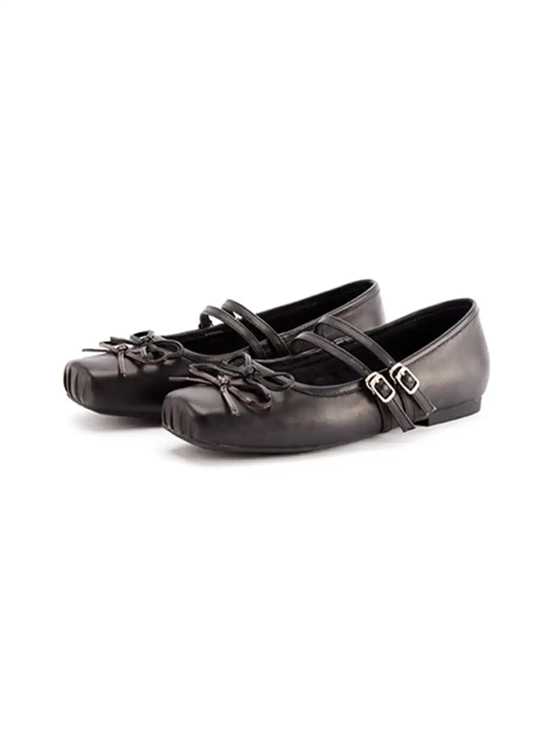 MILU | Square-Toe Ballet Flats with Adjustable Straps