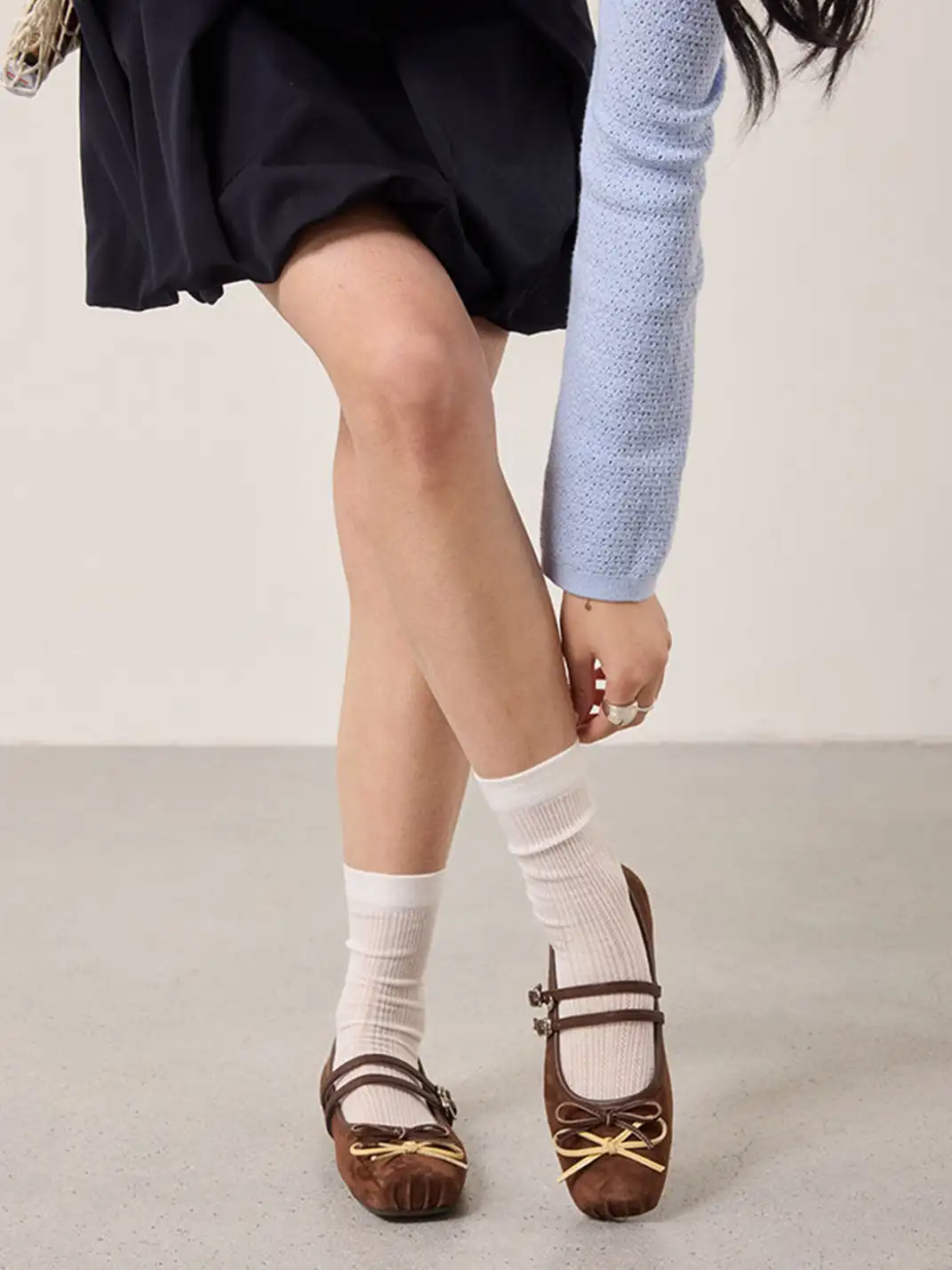 MILU | Square-Toe Ballet Flats with Adjustable Straps