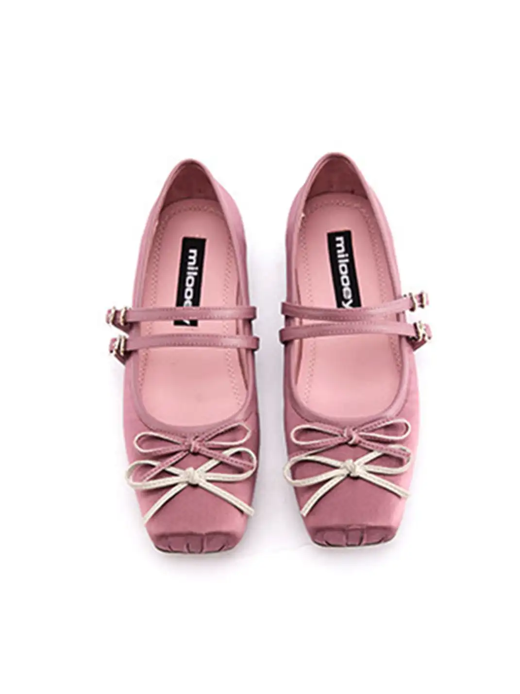 MILU | Square-Toe Ballet Flats with Adjustable Straps