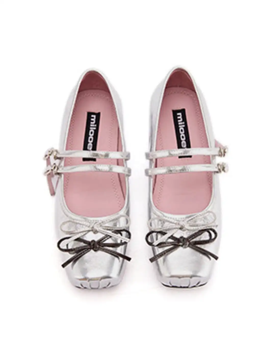 MILU | Square-Toe Ballet Flats with Adjustable Straps