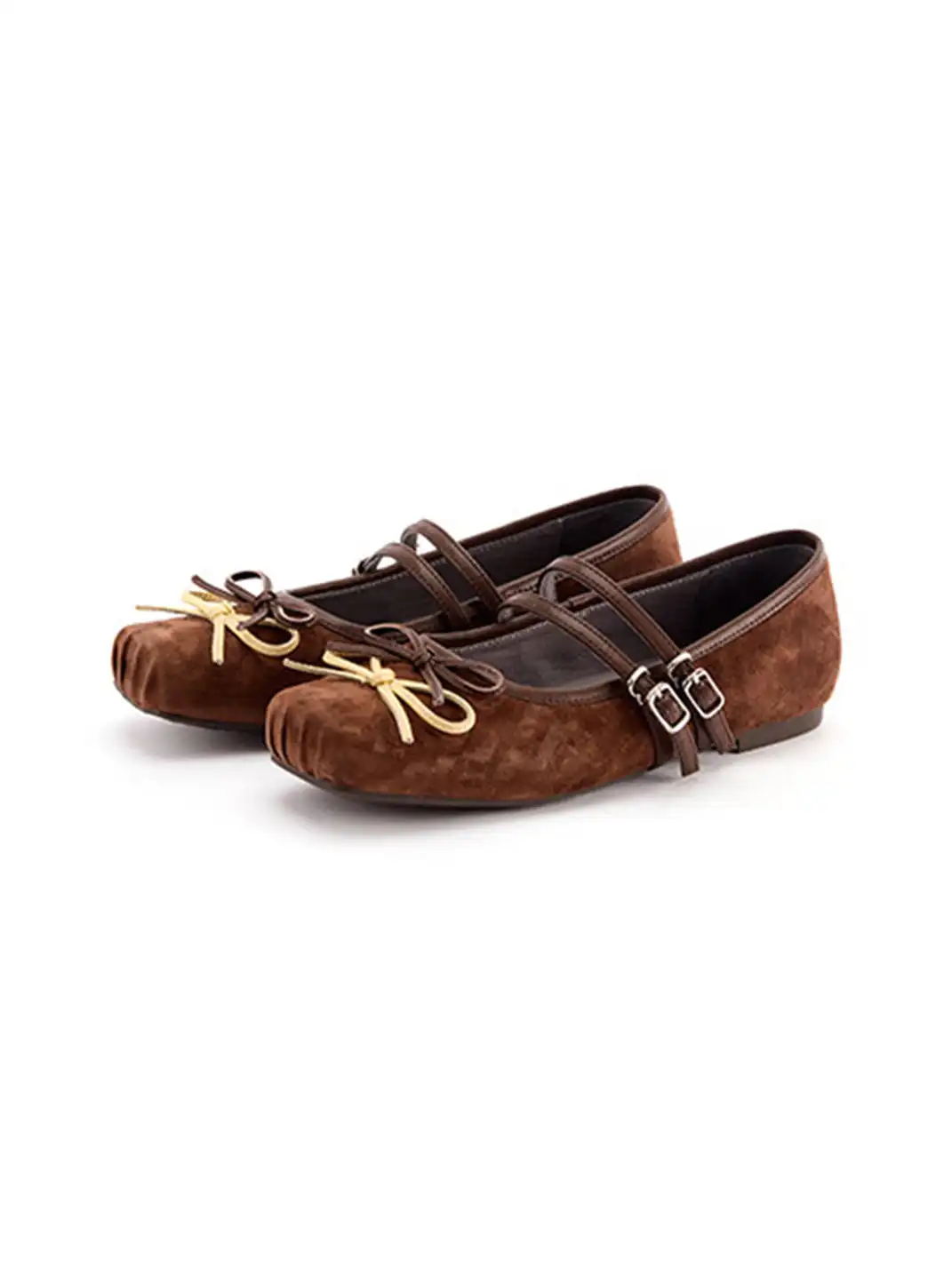 MILU | Square-Toe Ballet Flats with Adjustable Straps