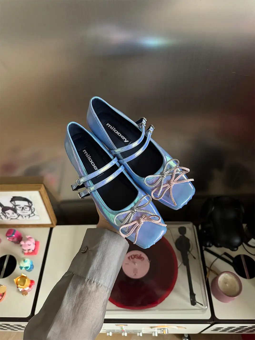 MILU | Square-toe Mary Jane Shoes with Bow