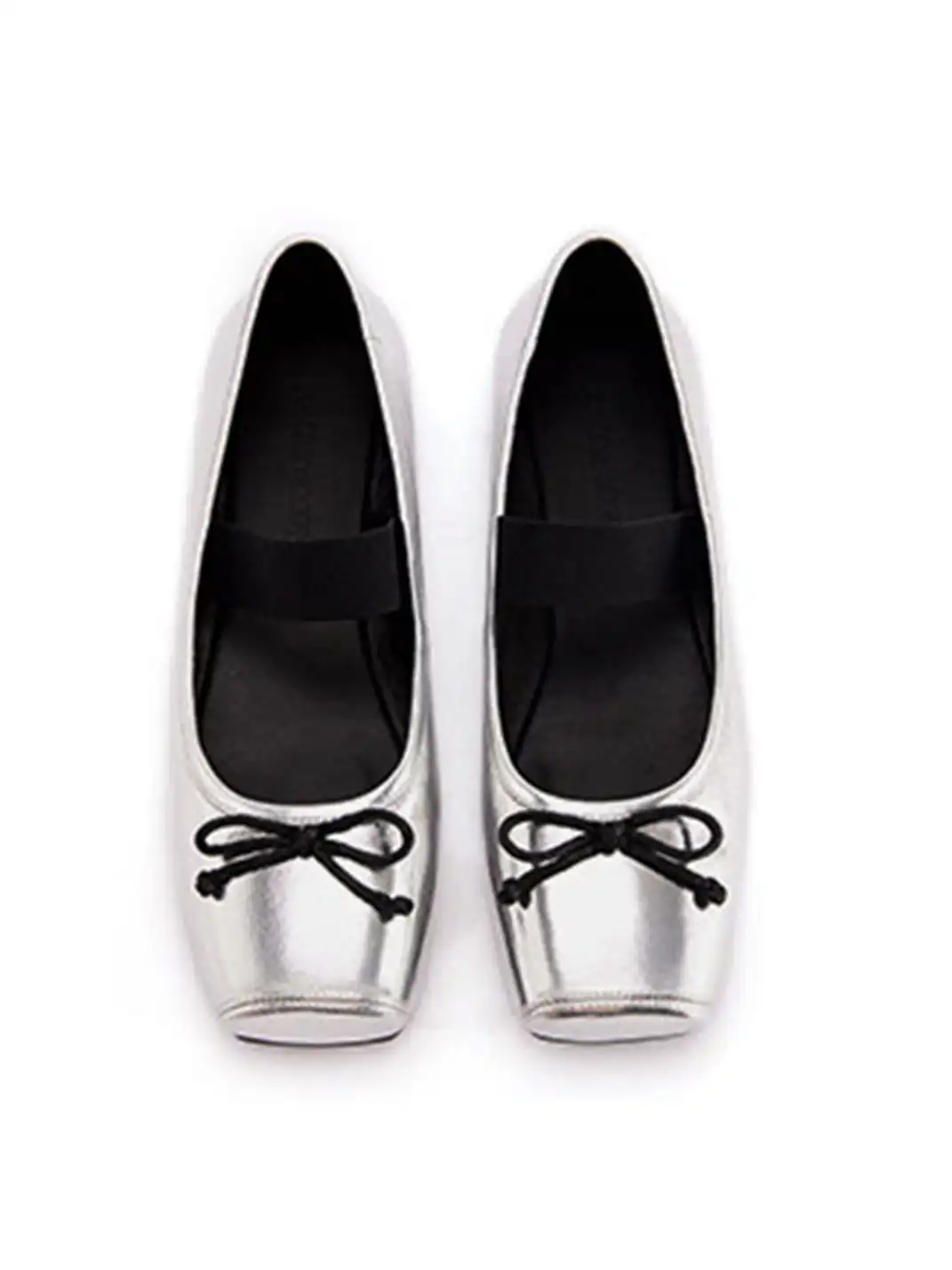MILU | Bow-Tie Square-Toe Low-Cut Flat Shoes