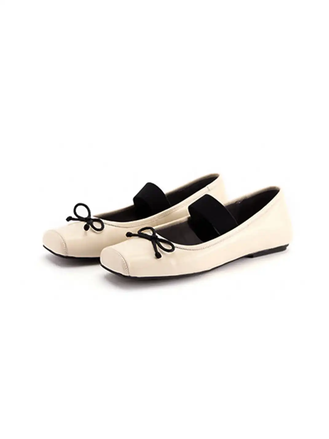 MILU | Bow-Tie Square-Toe Low-Cut Flat Shoes