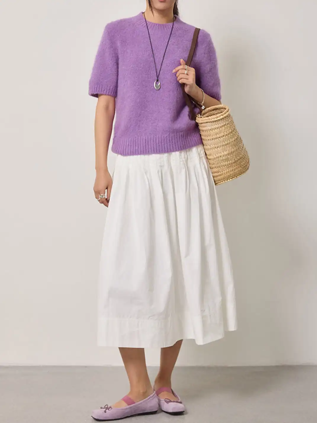 MILU | Bow-Tie Square-Toe Low-Cut Flat Shoes