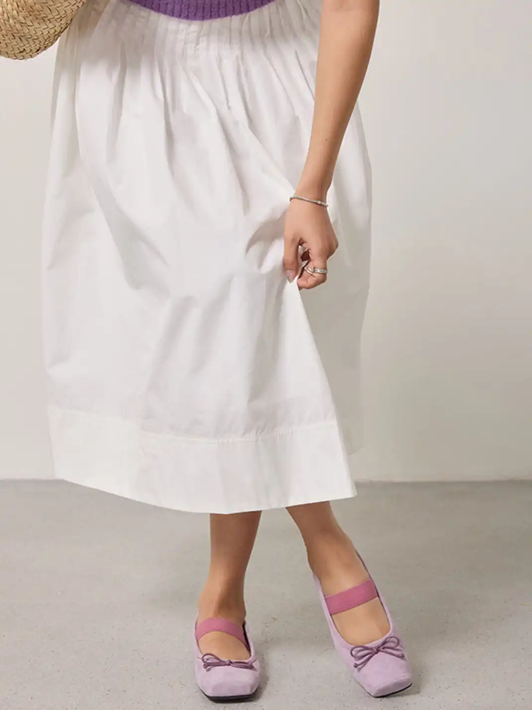 MILU | Bow-Tie Square-Toe Low-Cut Flat Shoes